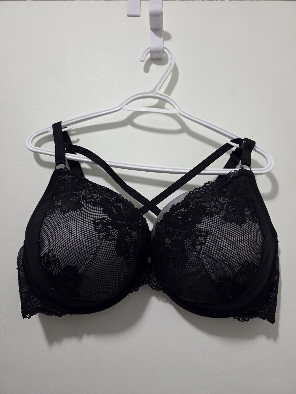 Torrid Black Floral Lace Padded Bra 46 DD